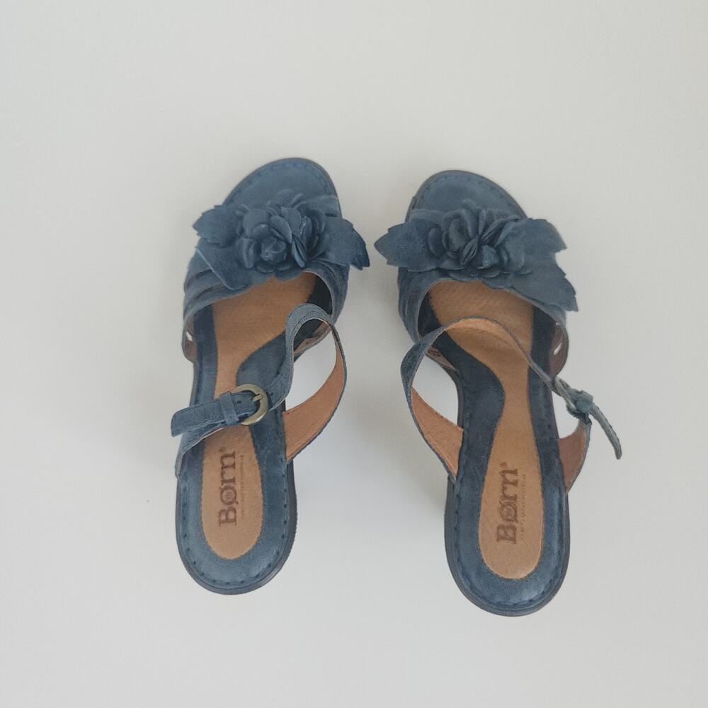🔥 SOLD 🔥 Born Flower Leather Sandals Blue - Picture 6 of 10